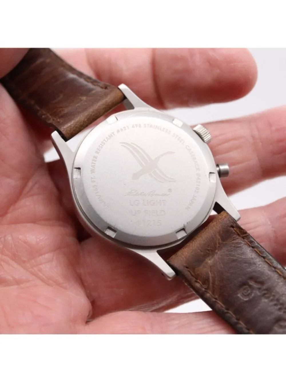 Eddie Bauer Light Up Field Men's Watch Perforated Dial Leather 1215 42102